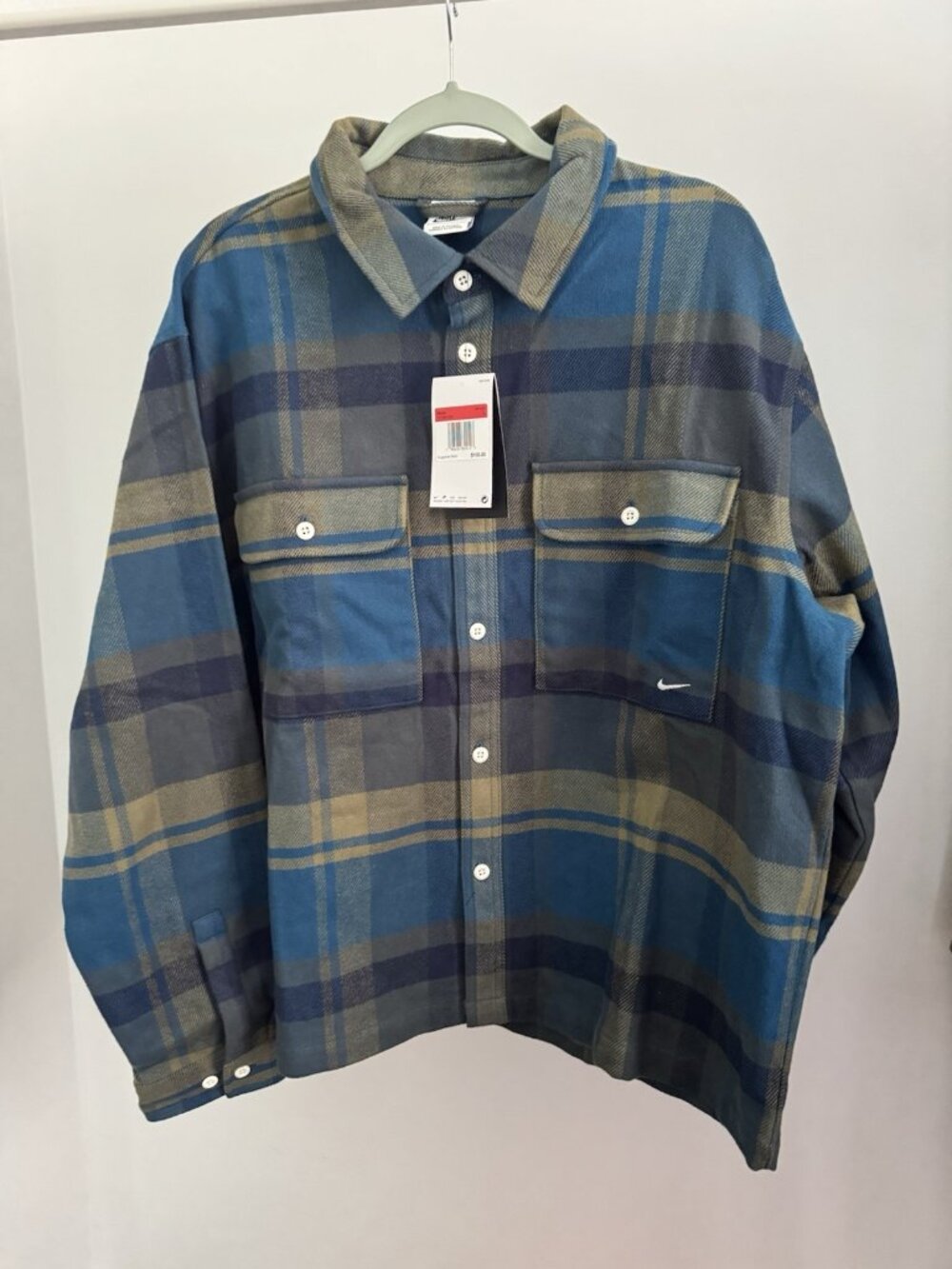 Nike SB Plaid Flannel Shirt Jacket Men's Large Blue NWT HV1330-222 - Picture 2 of 8